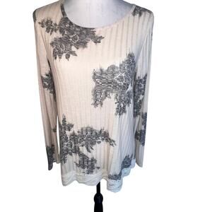 Rewind womens size M ribbed crochet embroidered crochet lace vented back tunic